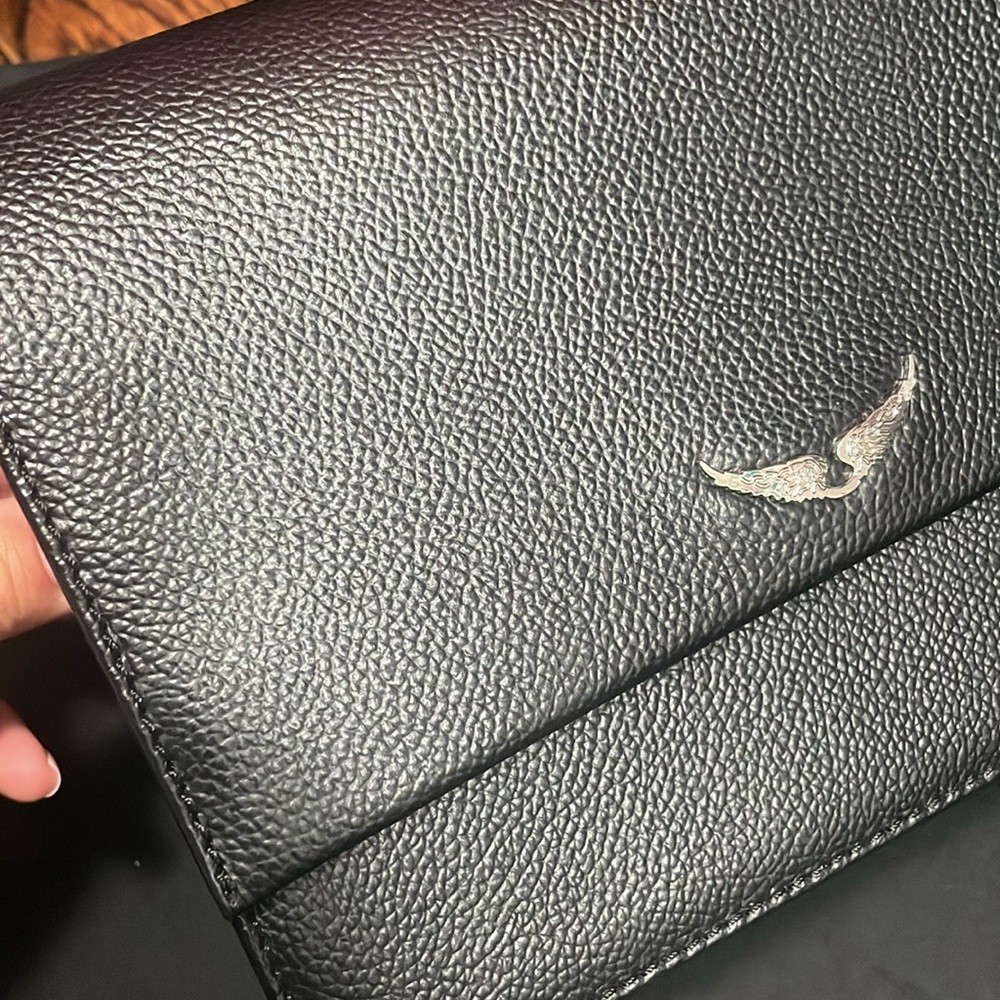 Zadig & Voltaire Black Leather Crossbody Bag with Silver Wing Emblem - Picture 2 of 7